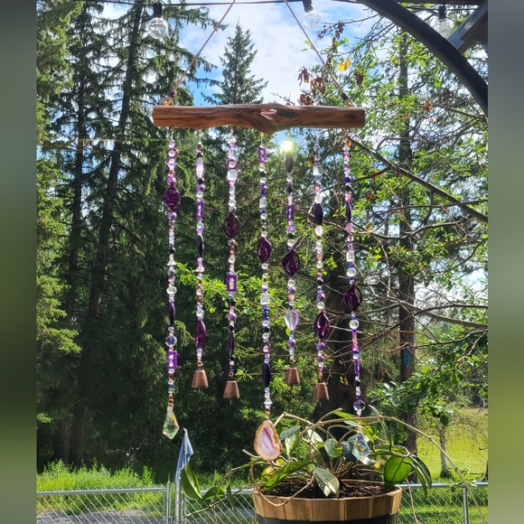 CUSTOM HANDCRAFTED Suncatcher/Windchime in Purple - Picture 8 of 10